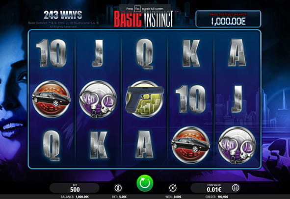 Play iSoftBet's Basic Instinct slot with its five reels and three rows.
