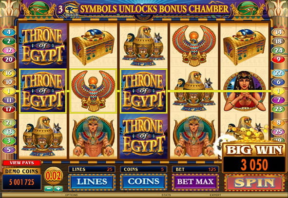 Try now the Throne of Egypt machine totally free, without registration or real money deposit.